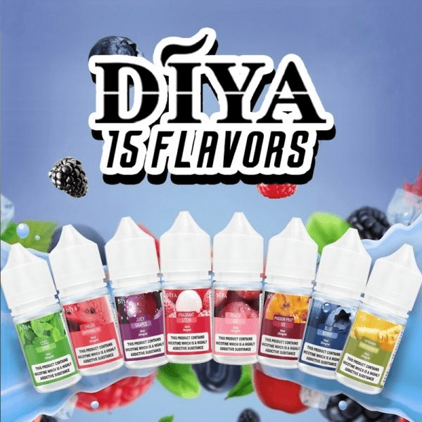 DIYA 叮啞煙油 15 款口味推薦 DIYA 叮啞瓶裝小煙油,提供 15 種口味與 0mg/30mg/50mg 濃度選擇。